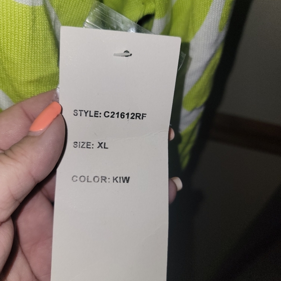 NWT BEREK Sweater Misses sz XL Lime Green White Beaded Y2K - Picture 3 of 8